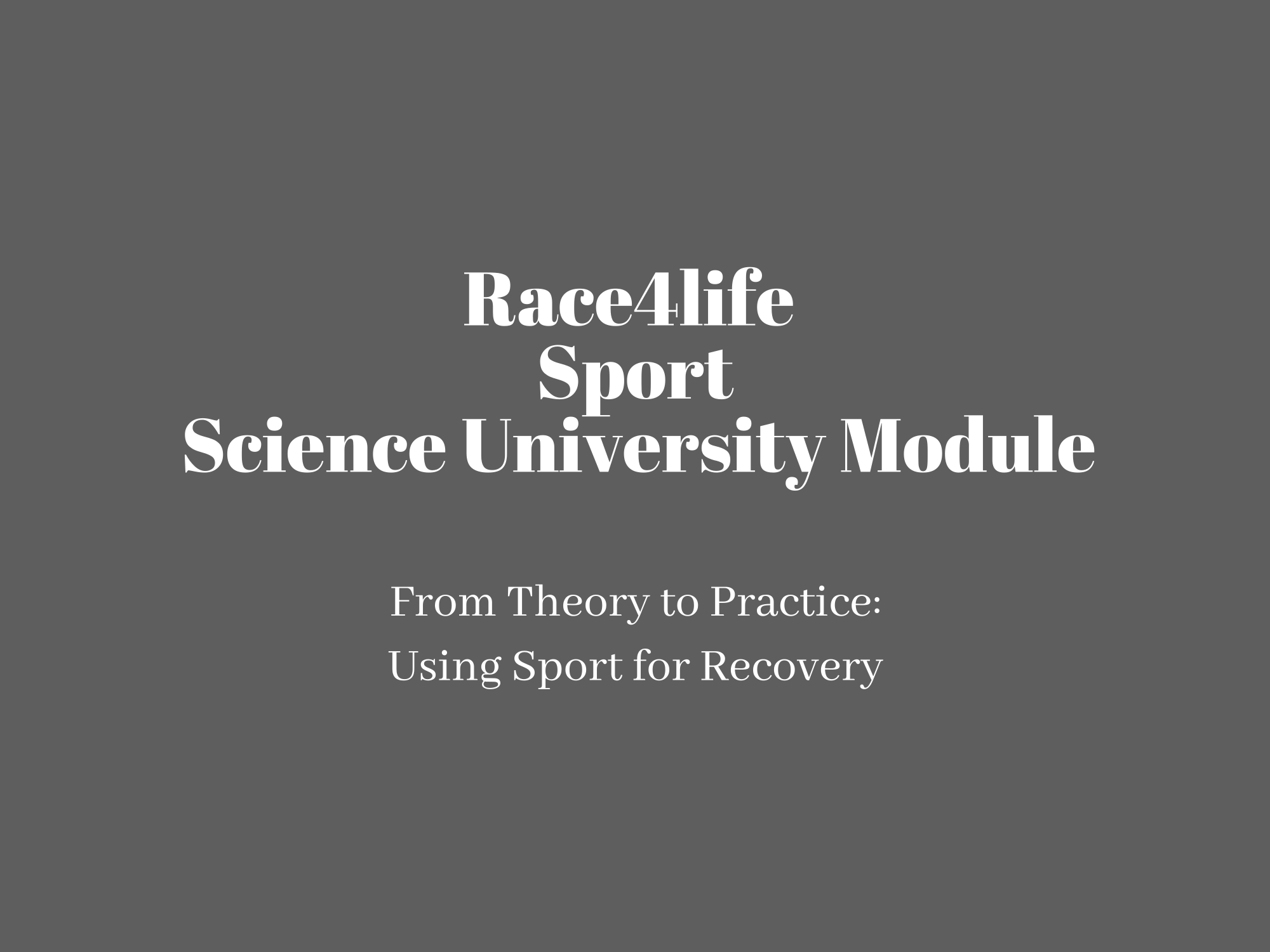 Module Title: From Theory to Practice: Using Sport for Substance Use Disorder Recovery